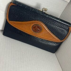 Dooney & Bourke Black and Brown Leather Clutch Wallet GUC